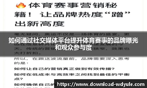 如何通过社交媒体平台提升体育赛事的品牌曝光和观众参与度